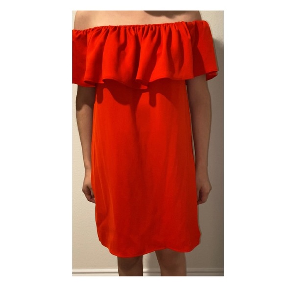 Off the Shoulder Ruffle Forever 21 Red Dress - Picture 3 of 4